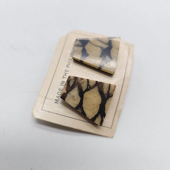 Handcrafted Coral Trapezoid Earrings Made In The Philippines - Picture 2 of 6